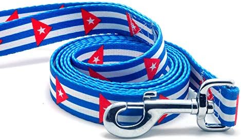צווארון כלבים ורצועה מוגדרים עם דגל הקובה | נהדר לחגים קובניים, אירועים מיוחדים, פסטיבלים, ימי עצמאות